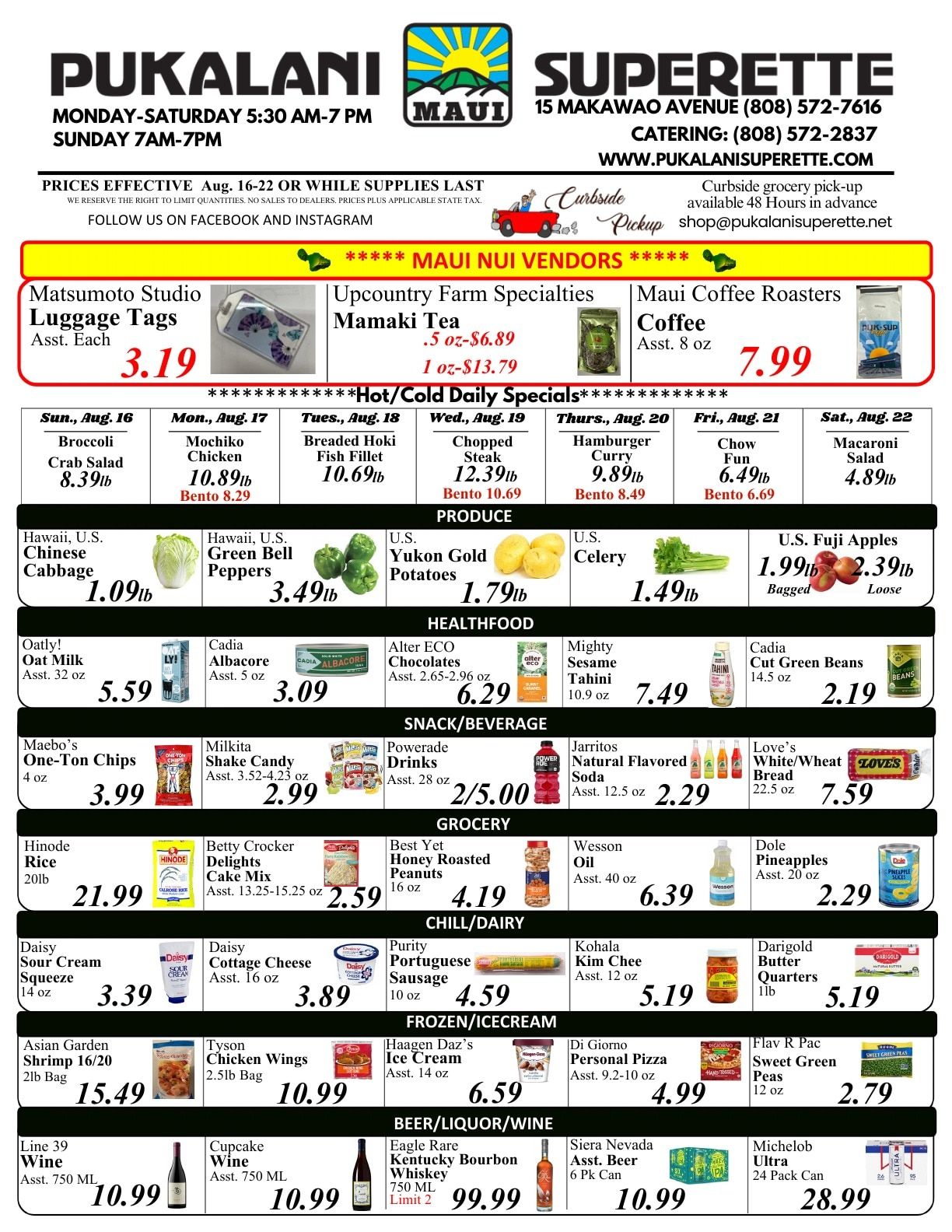 Pukalani Superette Weekly Ad August 16 - 22, 2026