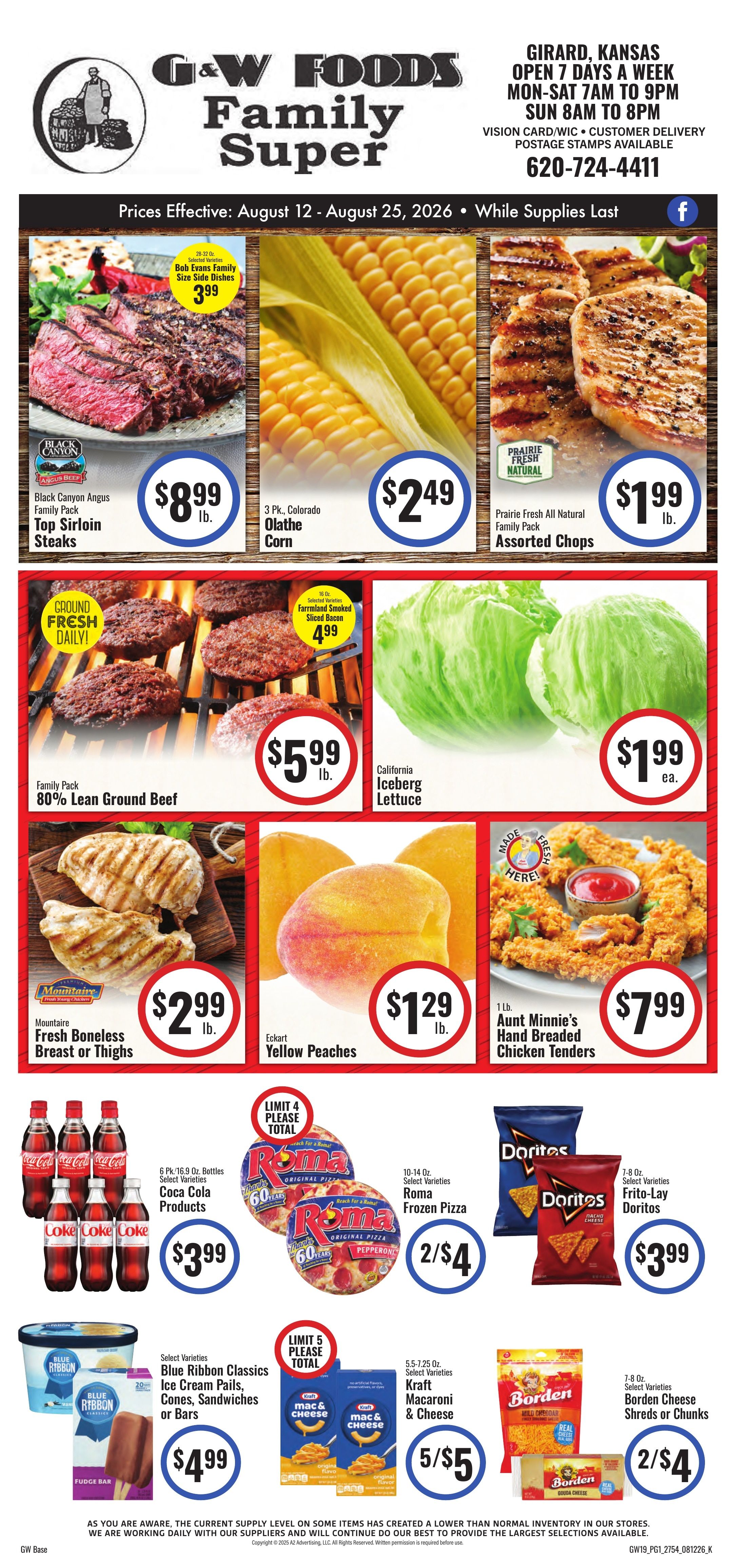 G&W Foods (Girard, KS) Weekly Ad August 12 - 25, 2026