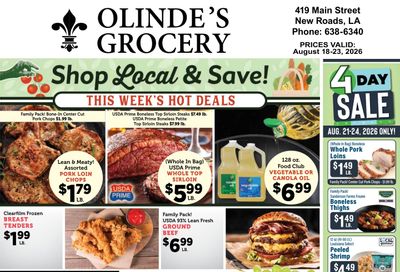 Olinde's Grocery Weekly Ad August 18 - 23, 2026