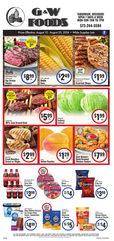 G&W Foods (Viburnum, MO) Weekly Ad August 12 - 25, 2026