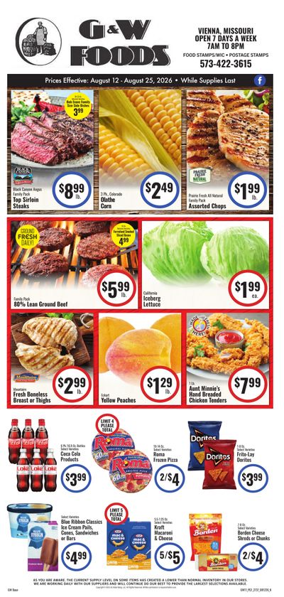 G&W Foods (Vienna, MO) Weekly Ad August 12 - 25, 2026