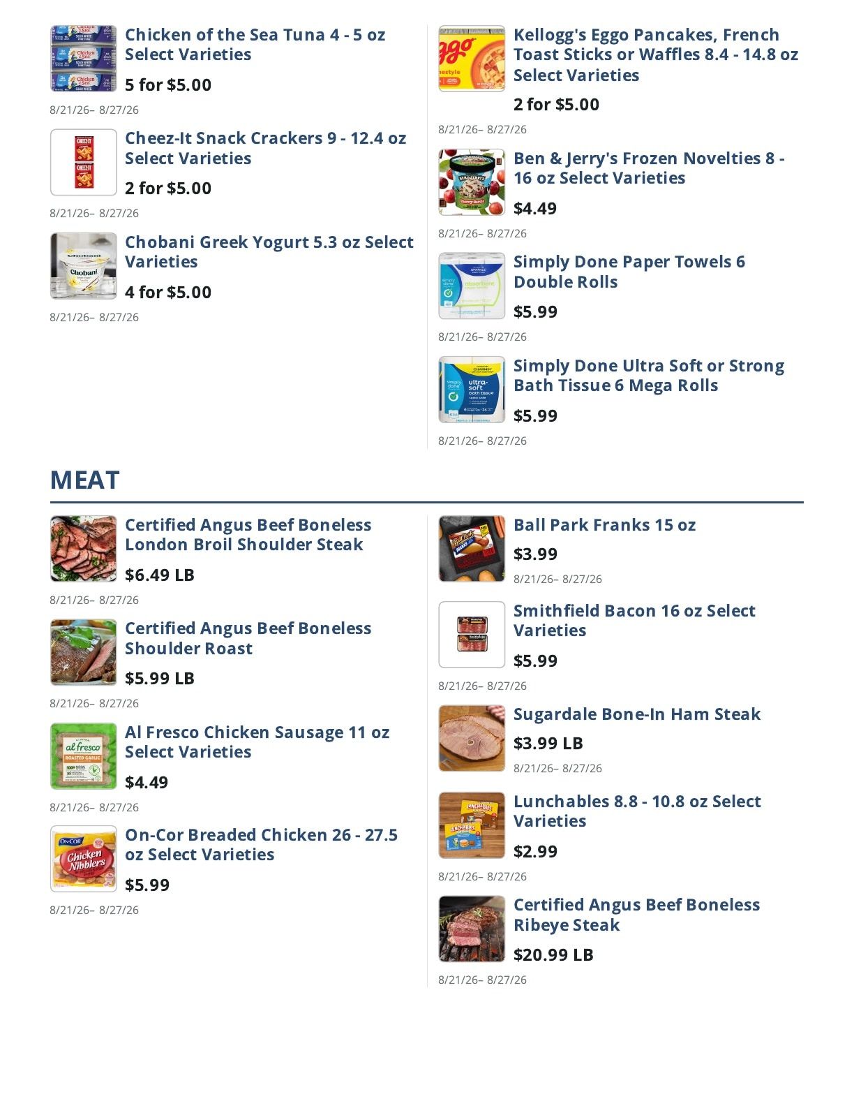 Main Street Grocery Weekly Ad August 21 - 27, 2026