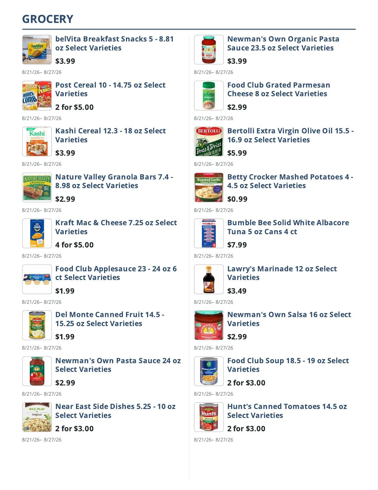 Main Street Grocery Weekly Ad August 21 - 27, 2026