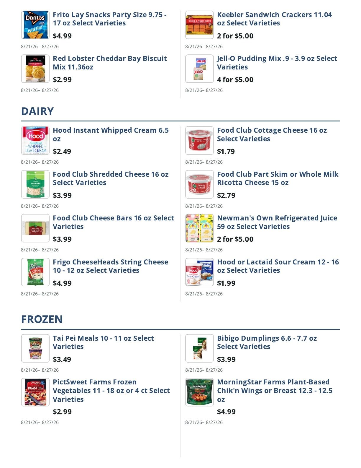 Main Street Grocery Weekly Ad August 21 - 27, 2026