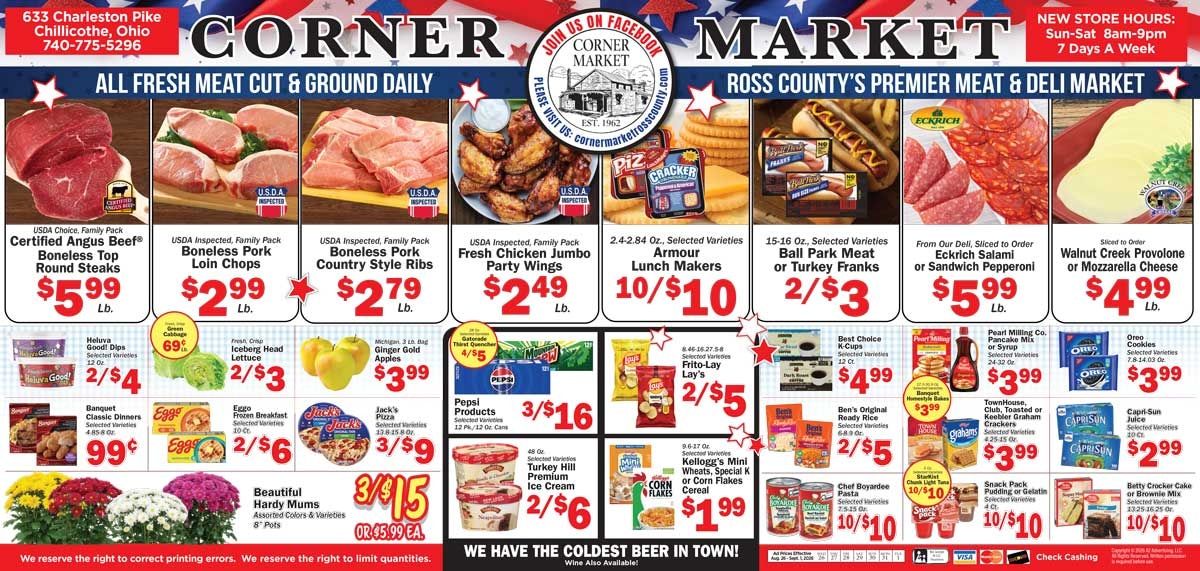 Corner Market Ross County Weekly Ad August 26 - September 1, 2026
