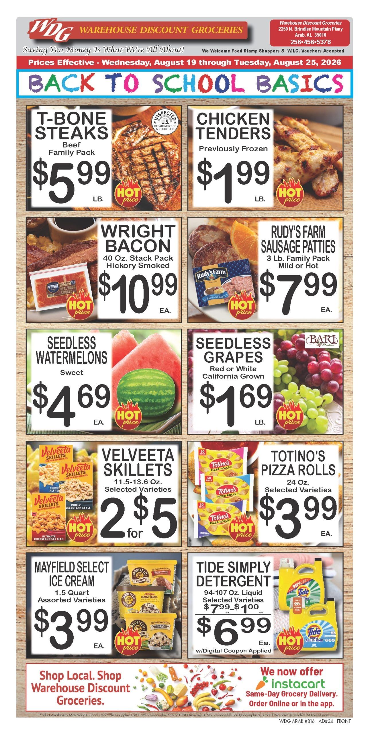 Warehouse Discount Groceries (2250 N Brindlee Mountain Pkwy, Arab, AL) Weekly Ad August 19 - 25, 2026