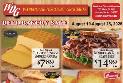 Warehouse Discount Groceries (780 Main St NE, Hanceville, AL) Deli and Bakery Specials Weekly Ad August 19 - 25, 2026