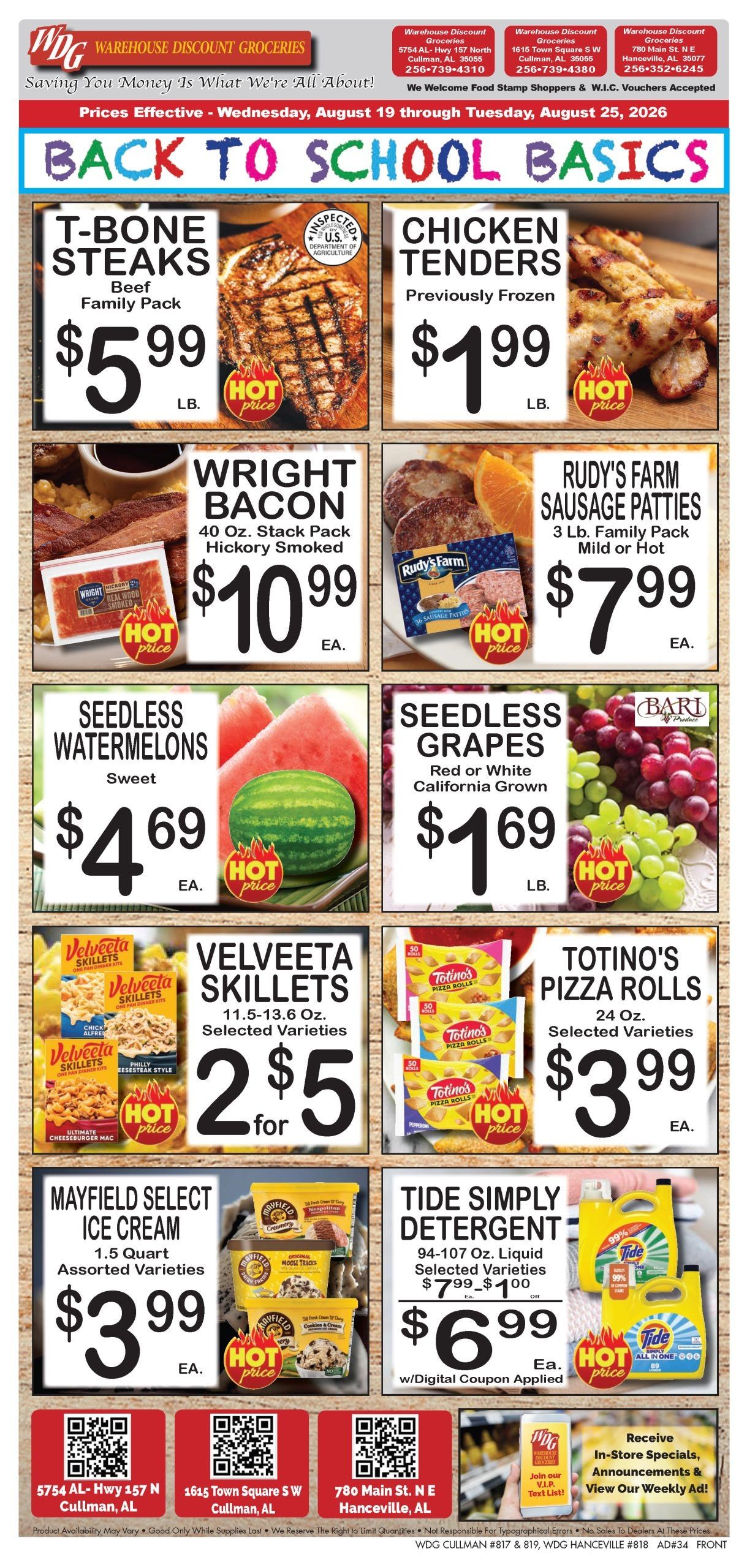 Warehouse Discount Groceries Cullman and Hanceville Area Weekly Ad August 19 - 25, 2026