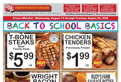 Warehouse Discount Groceries Cullman and Hanceville Area Weekly Ad August 19 - 25, 2026