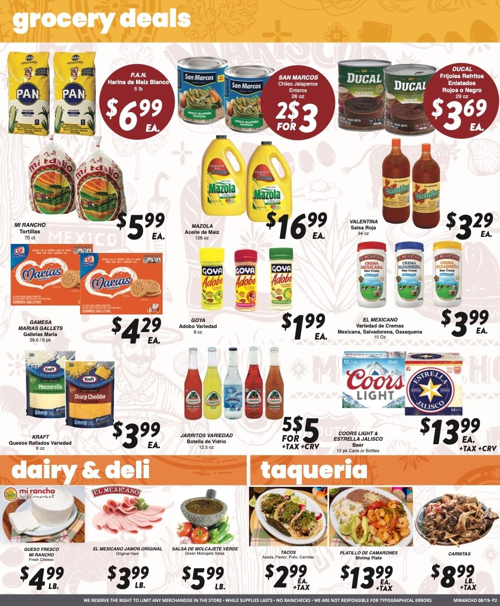 Mi Rancho Supermarket (Redwood City, San Jose and San Leandro, CA) Weekly Ad August 19 - 25, 2026