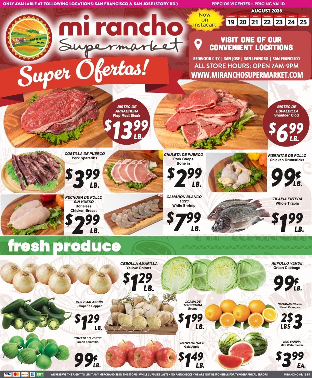 Mi Rancho Supermarket (San Francisco and San Jose, CA) Weekly Ad August 19 - 25, 2026