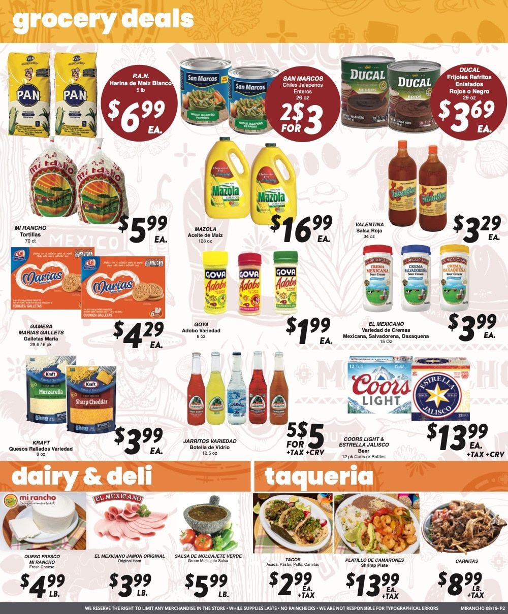 Mi Rancho Supermarket (San Francisco and San Jose, CA) Weekly Ad August 19 - 25, 2026