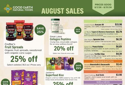 Good Earth Natural Foods Monthly Specials Weekly Ad August 1 - 31, 2026
