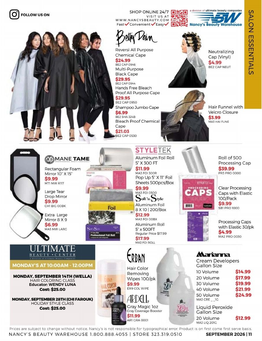 Nancy's Beauty Warehouse Monthly Catalog Weekly Ad September 1 - 30, 2026