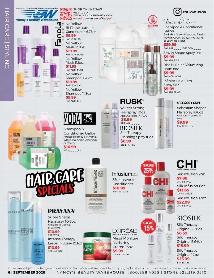 Nancy's Beauty Warehouse Monthly Catalog Weekly Ad September 1 - 30, 2026
