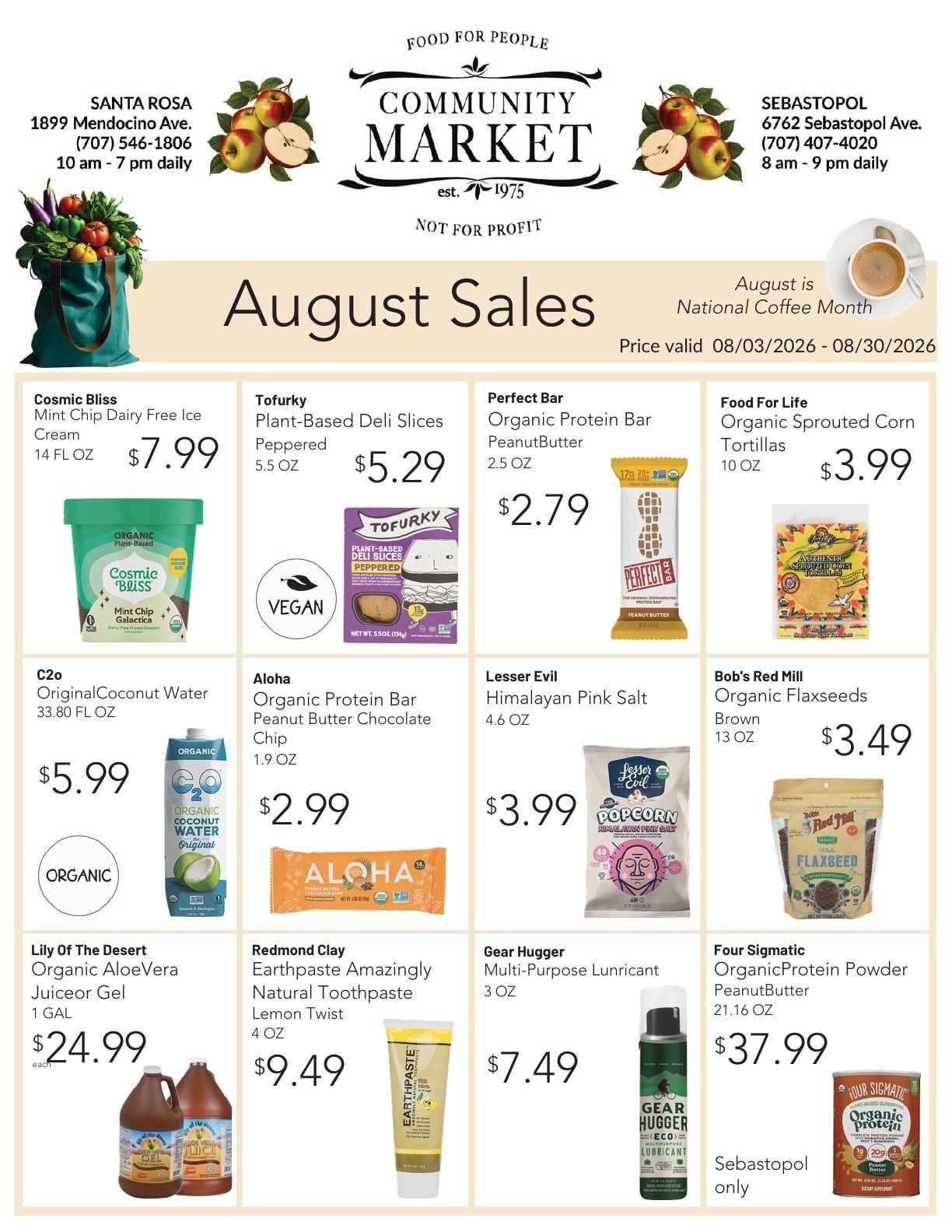 Community Market Monthly Sales Weekly Ad August 3 - 30, 2026