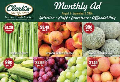 Clark's Nutrition August Weekly Ad August 2 - September 2, 2026