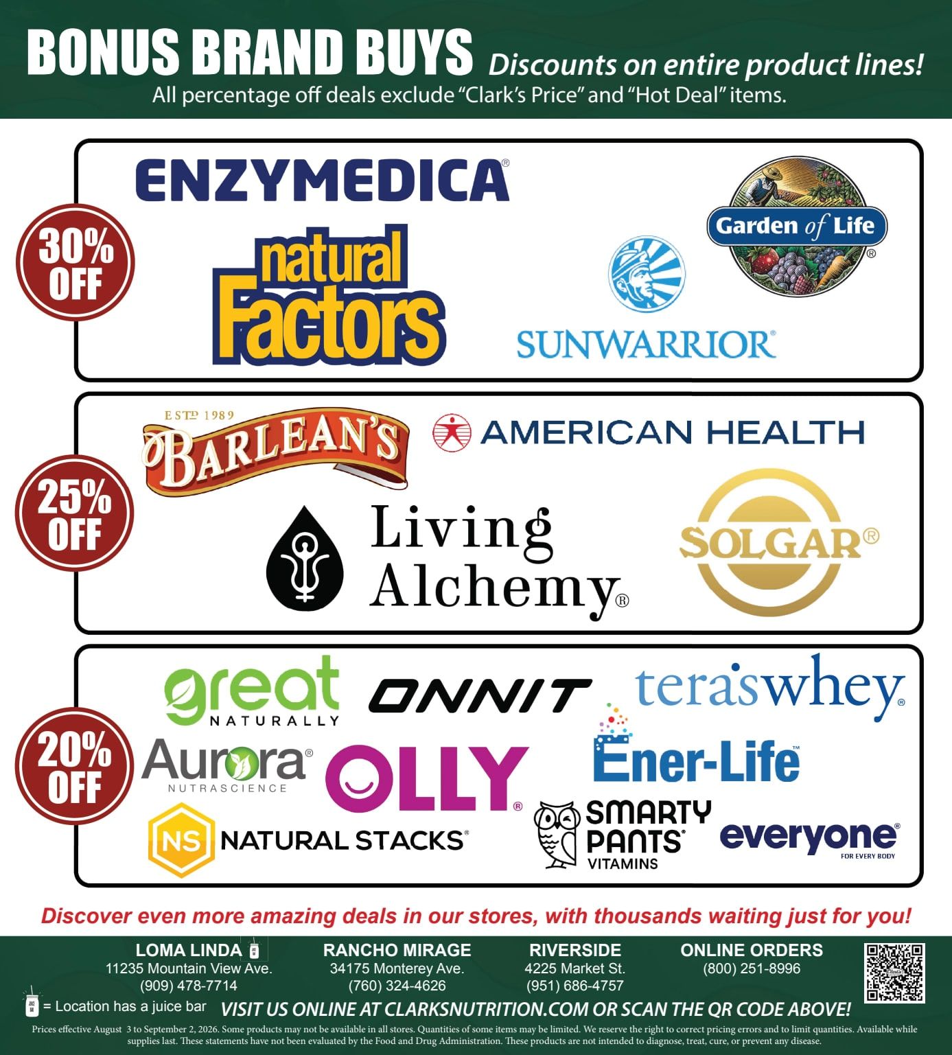 Clark's Nutrition August Weekly Ad August 2 - September 2, 2026