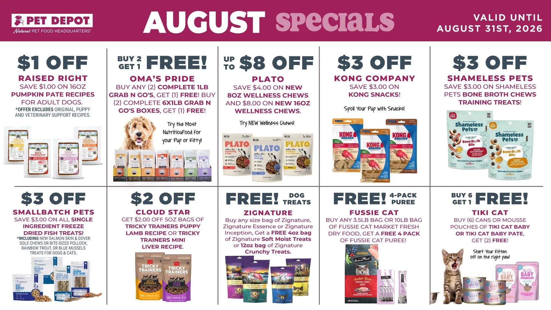PET DEPOT Monthly Savings Weekly Ad August 1 - 31, 2026