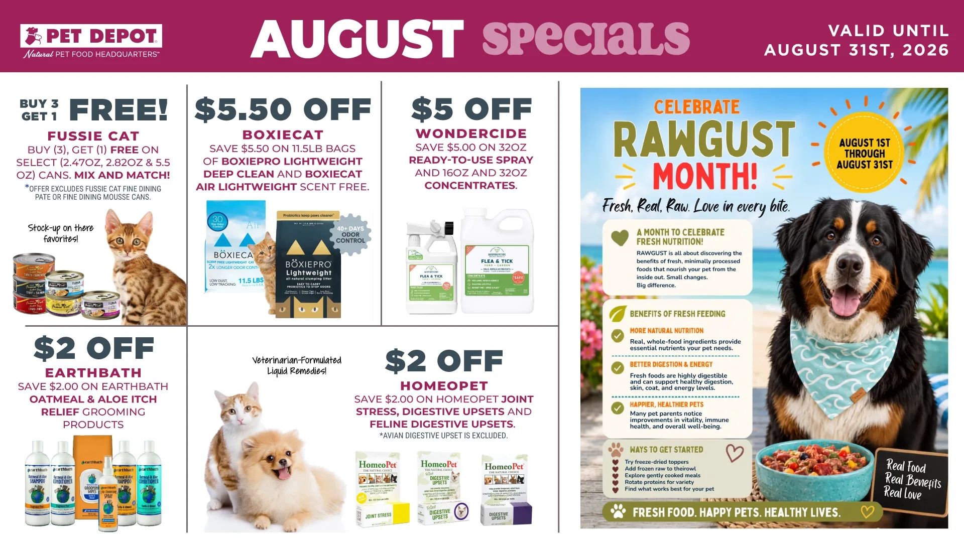 PET DEPOT Monthly Savings Weekly Ad August 1 - 31, 2026