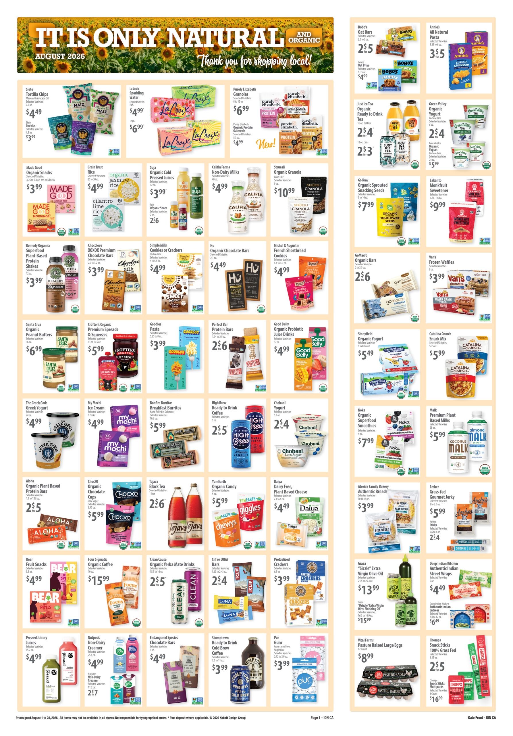 Staff of Life Market Monthly Sales Weekly Ad August 1 - 31, 2026