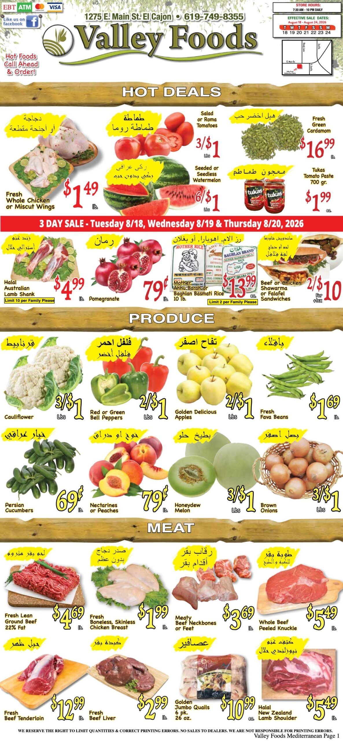 Valley Foods Mediterranean Market Weekly Ad August 18 - 24, 2026