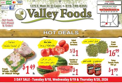 Valley Foods Mediterranean Market Weekly Ad August 18 - 24, 2026