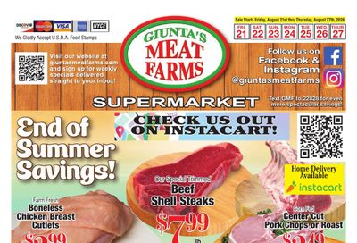 Giunta's Meat Farms (Bohemia and other locations, NY) Weekly Ad August 21 - 27, 2026