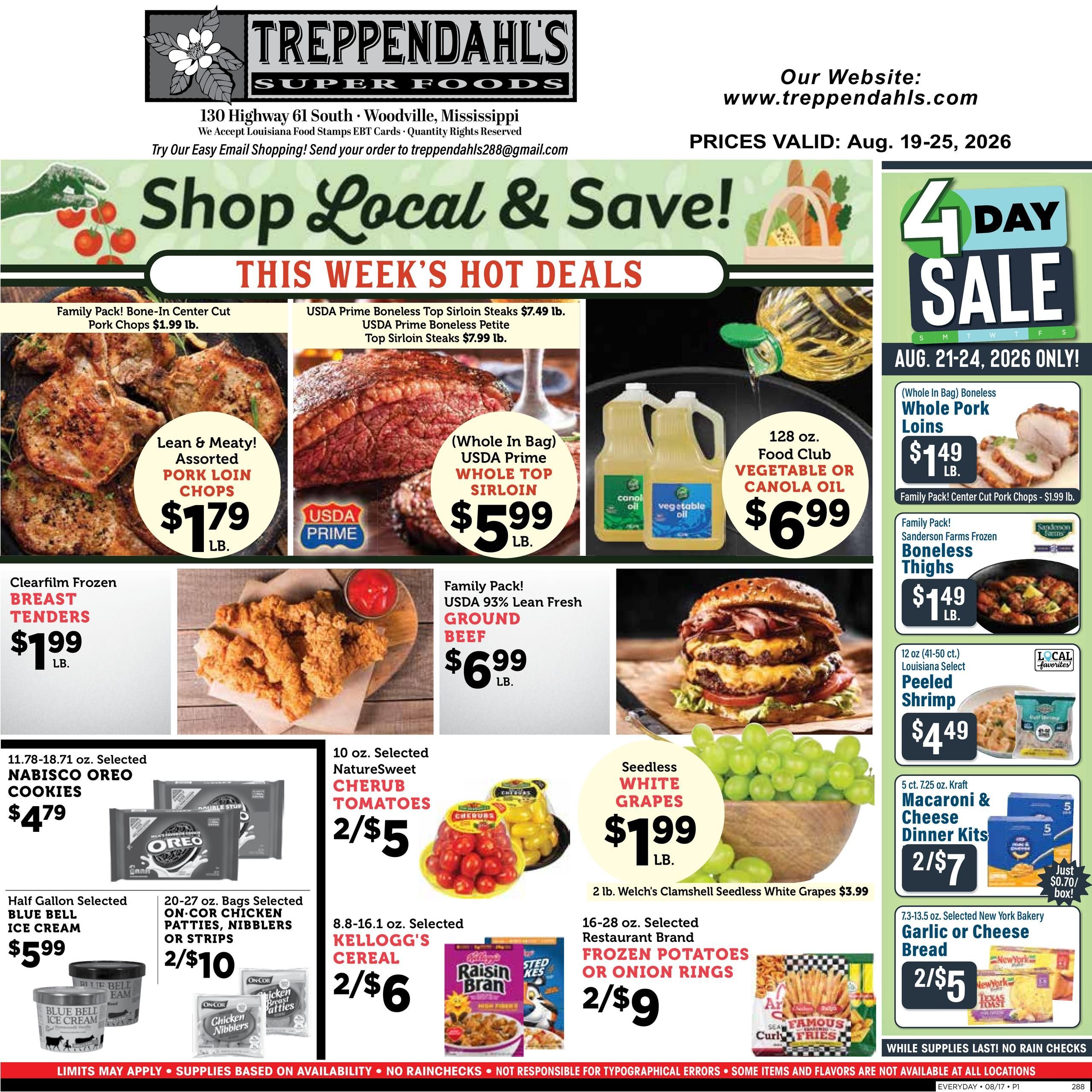 Treppendahl's Super Foods (Crosby–Woodville Area, MS) Weekly Ad August 19 - 25, 2026