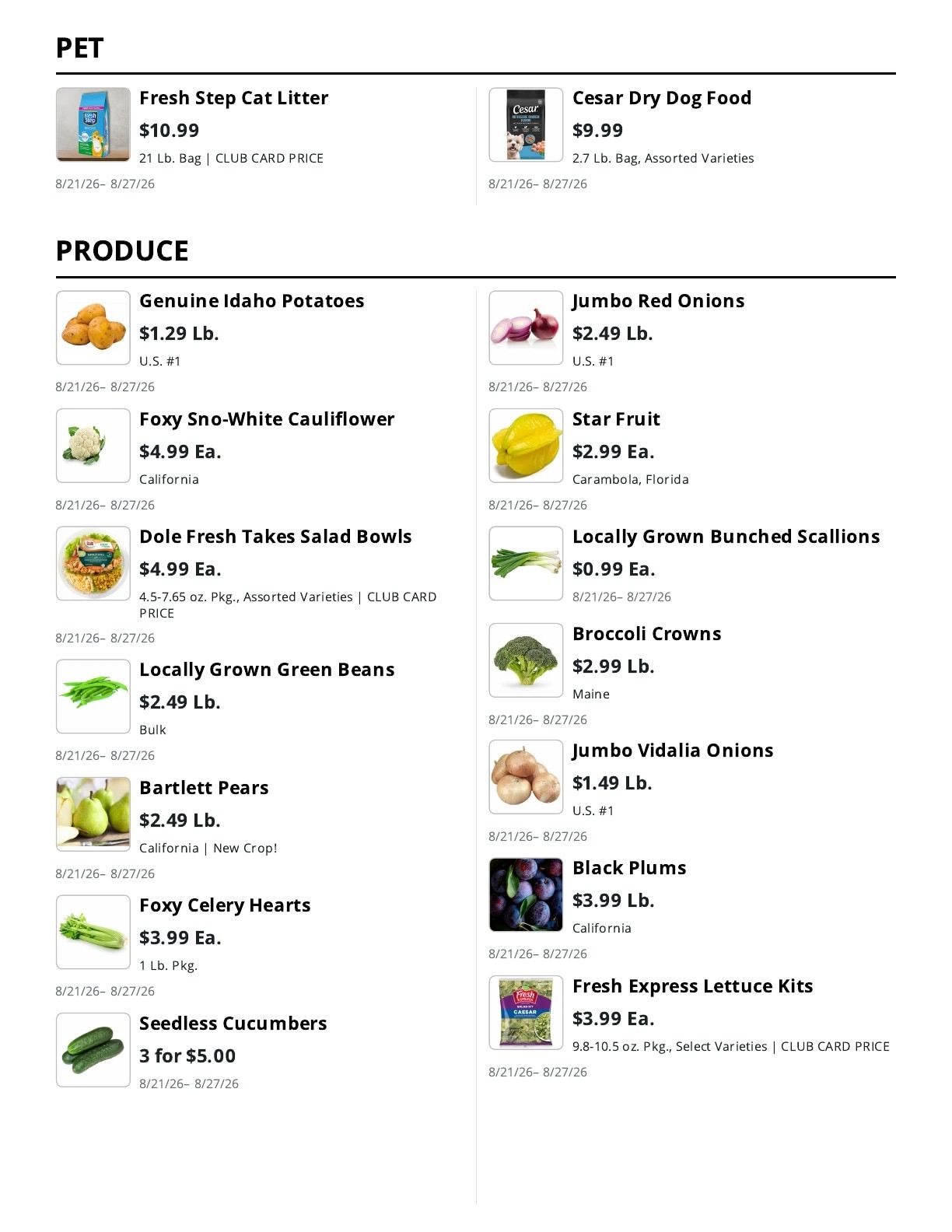 La Bella Marketplace Weekly Ad August 21 - 27, 2026