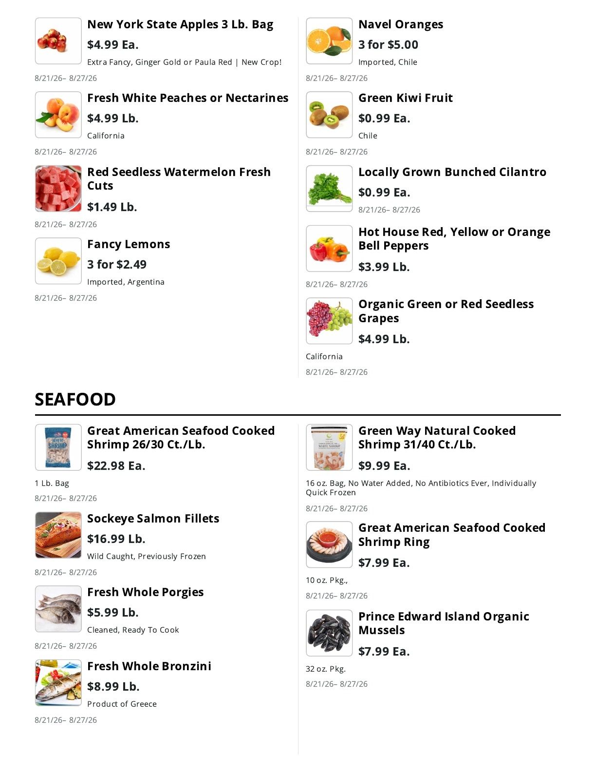 La Bella Marketplace Weekly Ad August 21 - 27, 2026