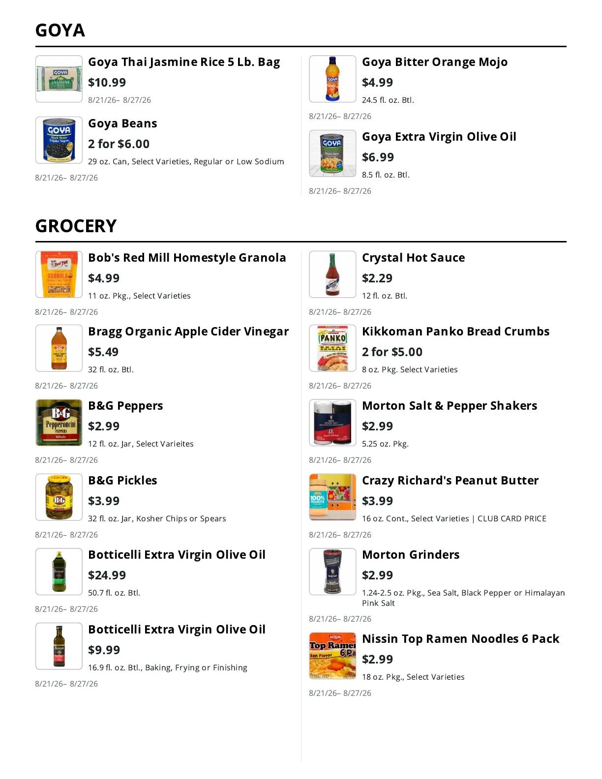 La Bella Marketplace Weekly Ad August 21 - 27, 2026