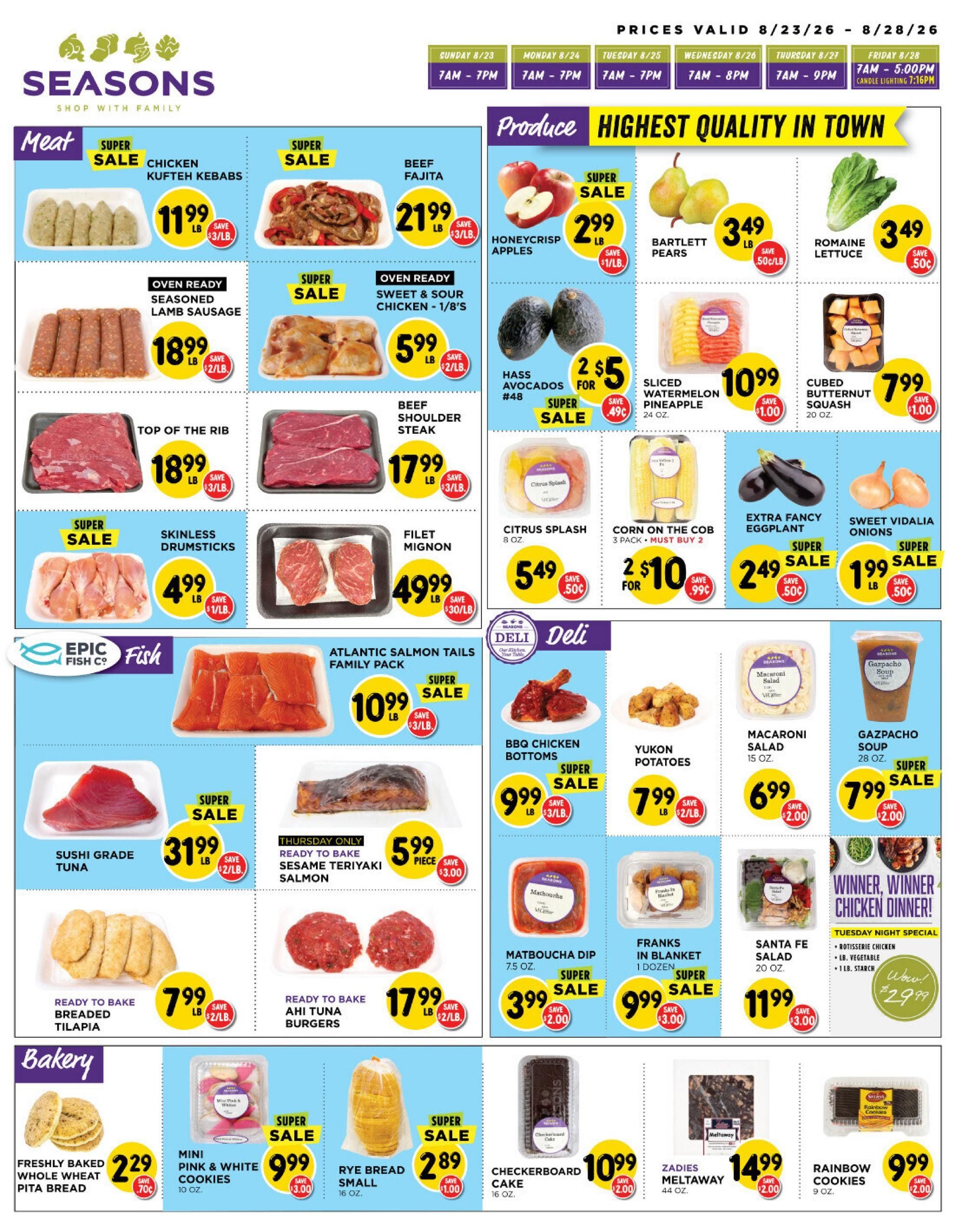 Seasons Kosher (CT, NJ, NY) indexedweekly Weekly Ad August 23 - 28, 2026