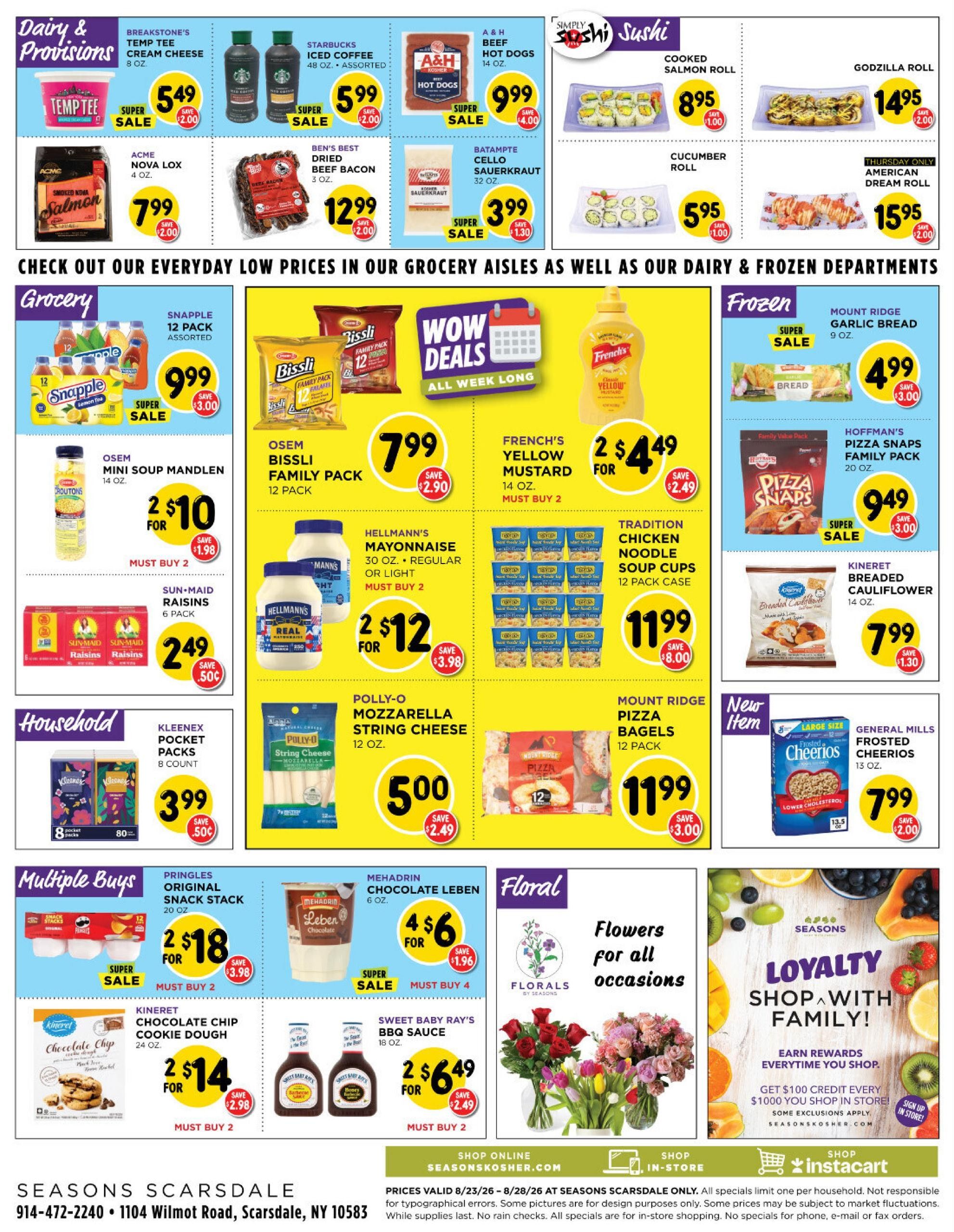 Seasons Kosher (CT, NJ, NY) indexedweekly Weekly Ad August 23 - 28, 2026