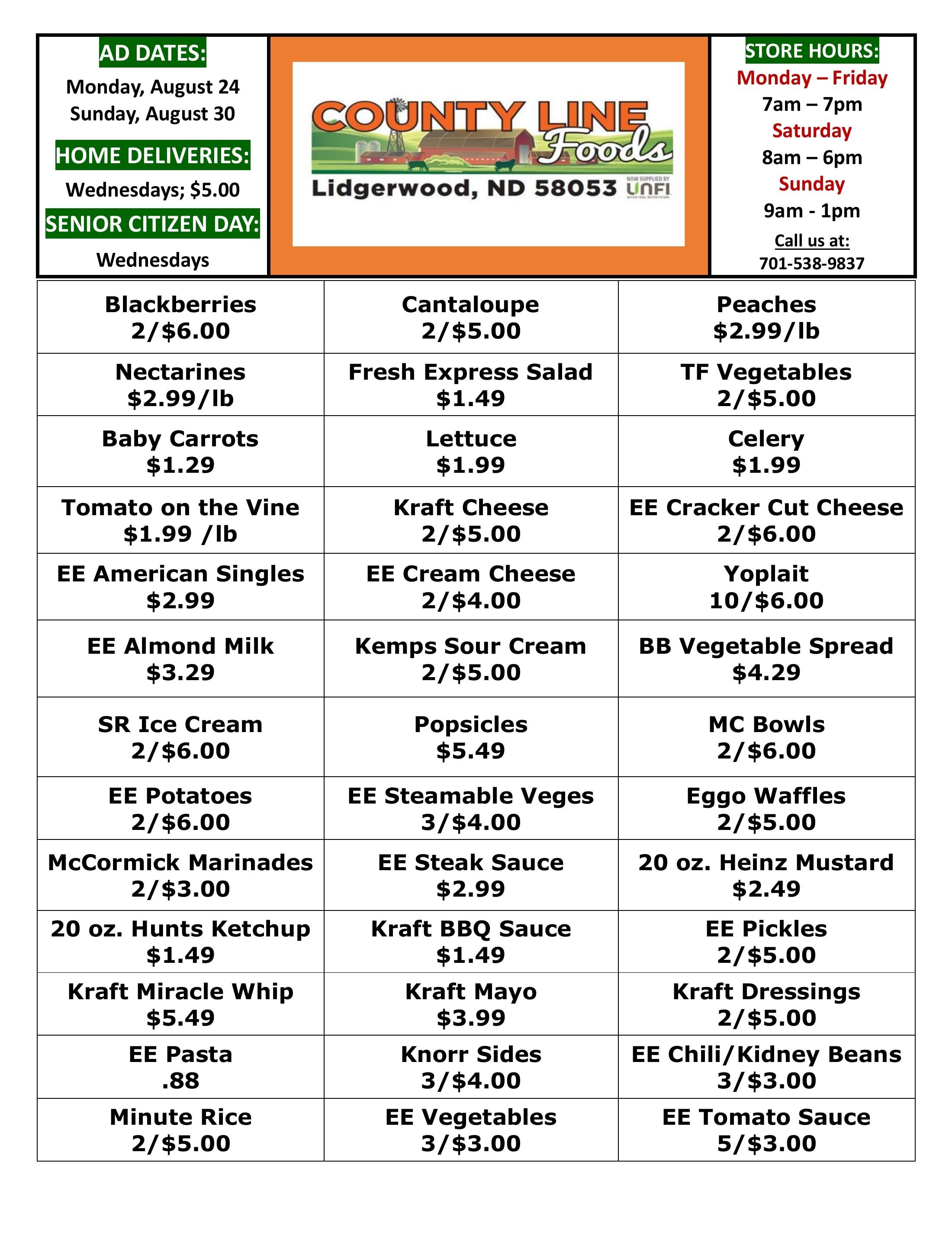 County Line Foods Weekly Ad August 24 - 30, 2026