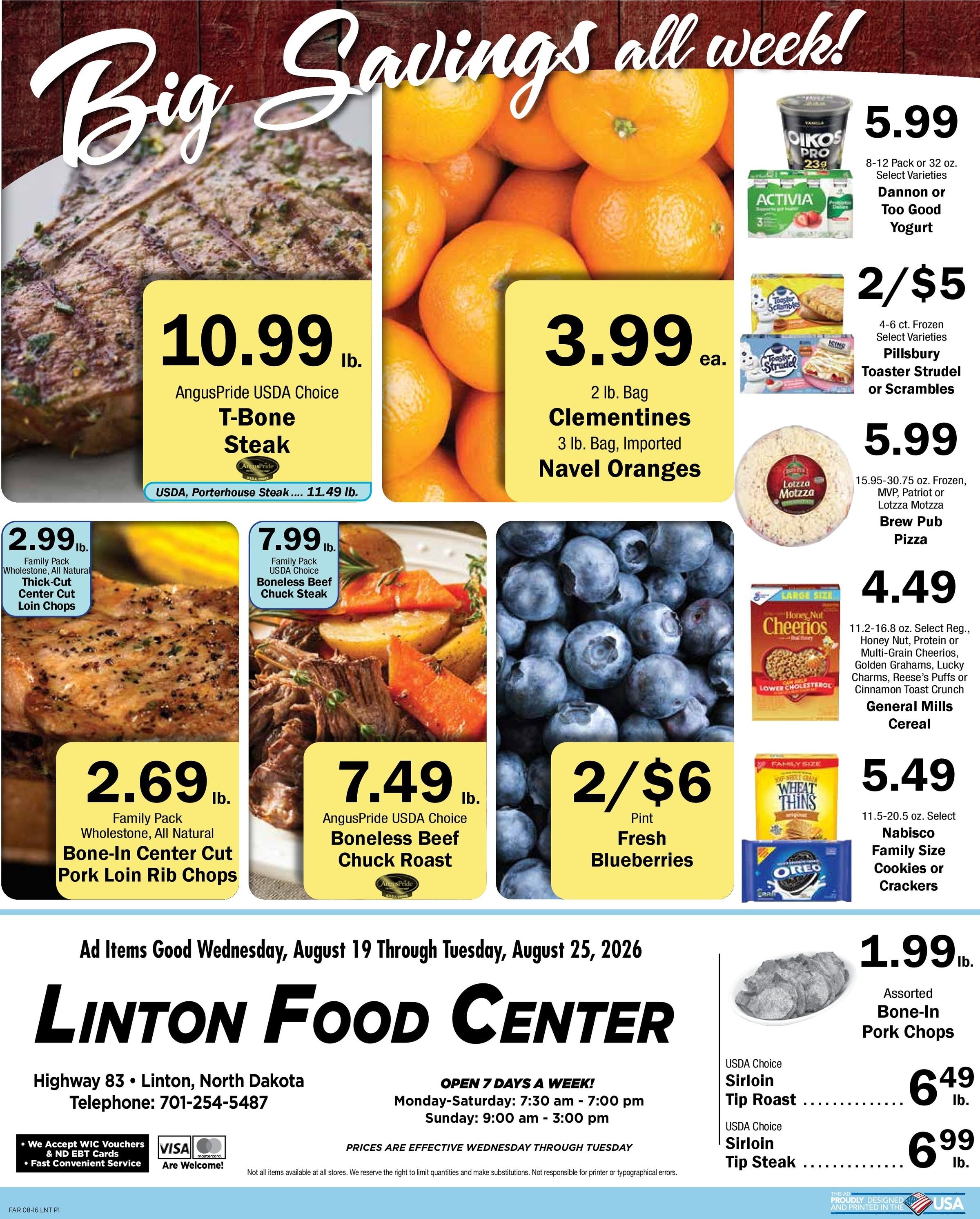 Linton Food Center Weekly Ad August 19 - 25, 2026