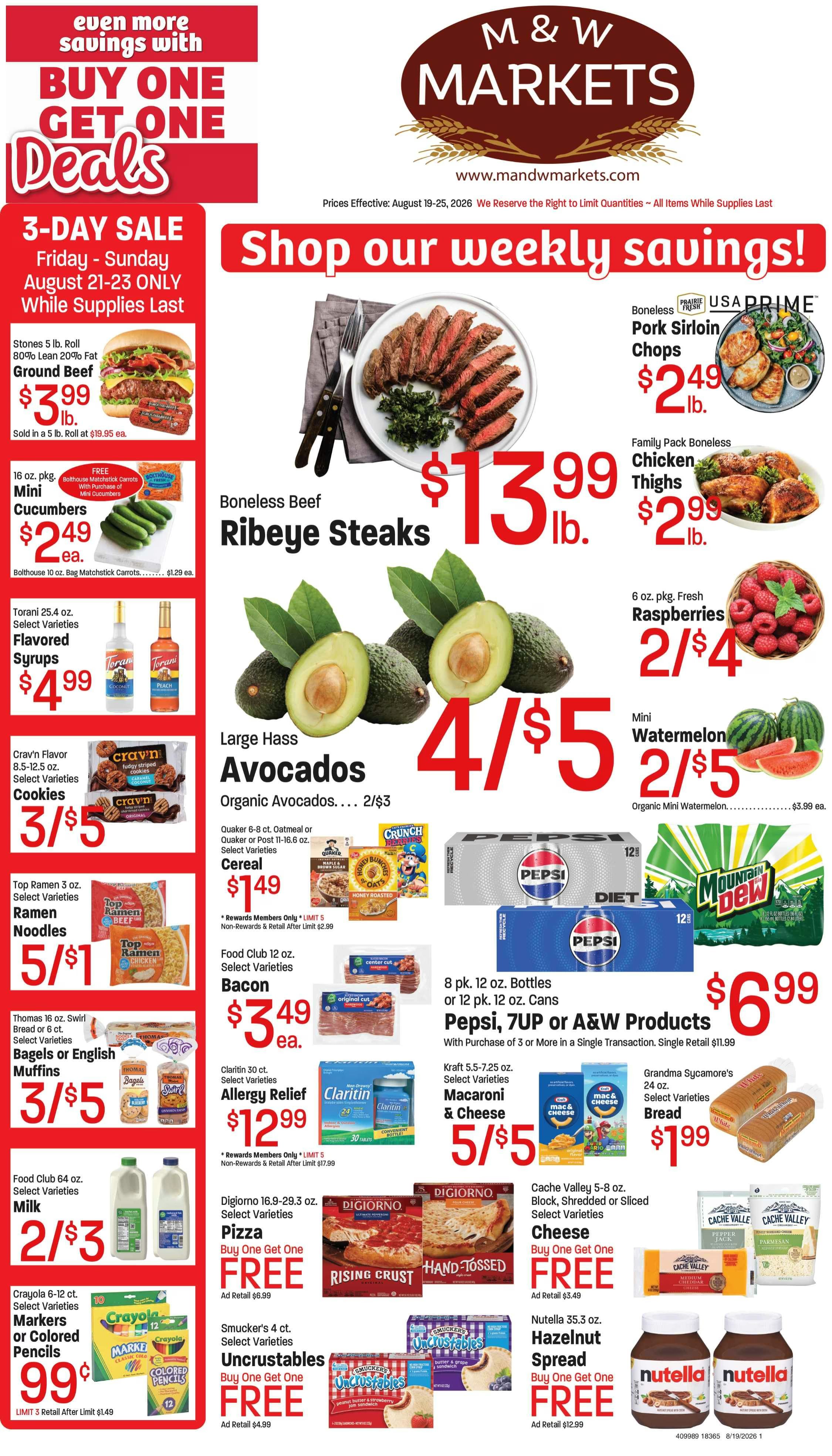 M&W Markets (Parma, ID) Weekly Ad August 19 - 26, 2026