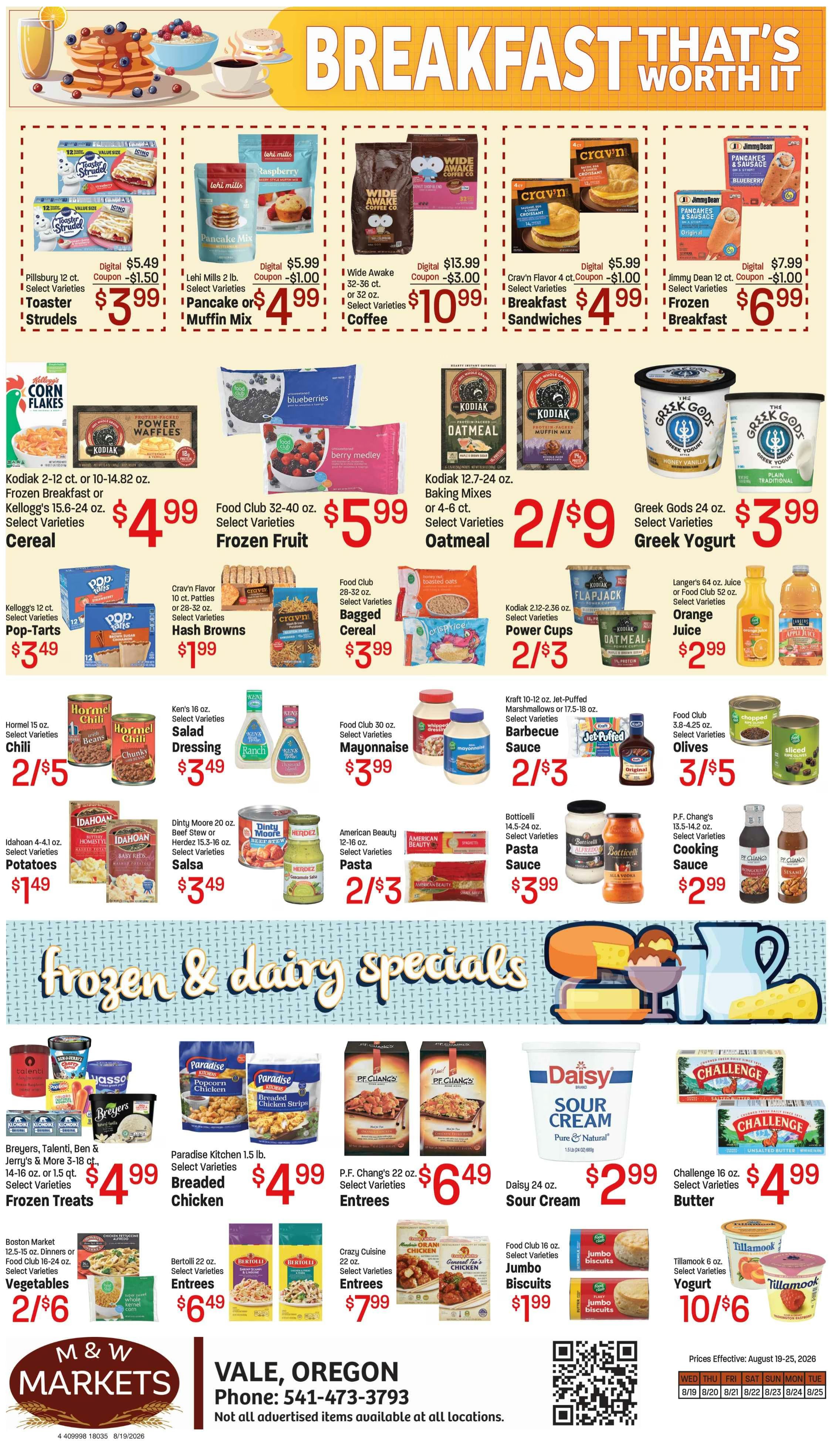 M&W Markets (Vale, OR) Weekly Ad August 18 - 25, 2026
