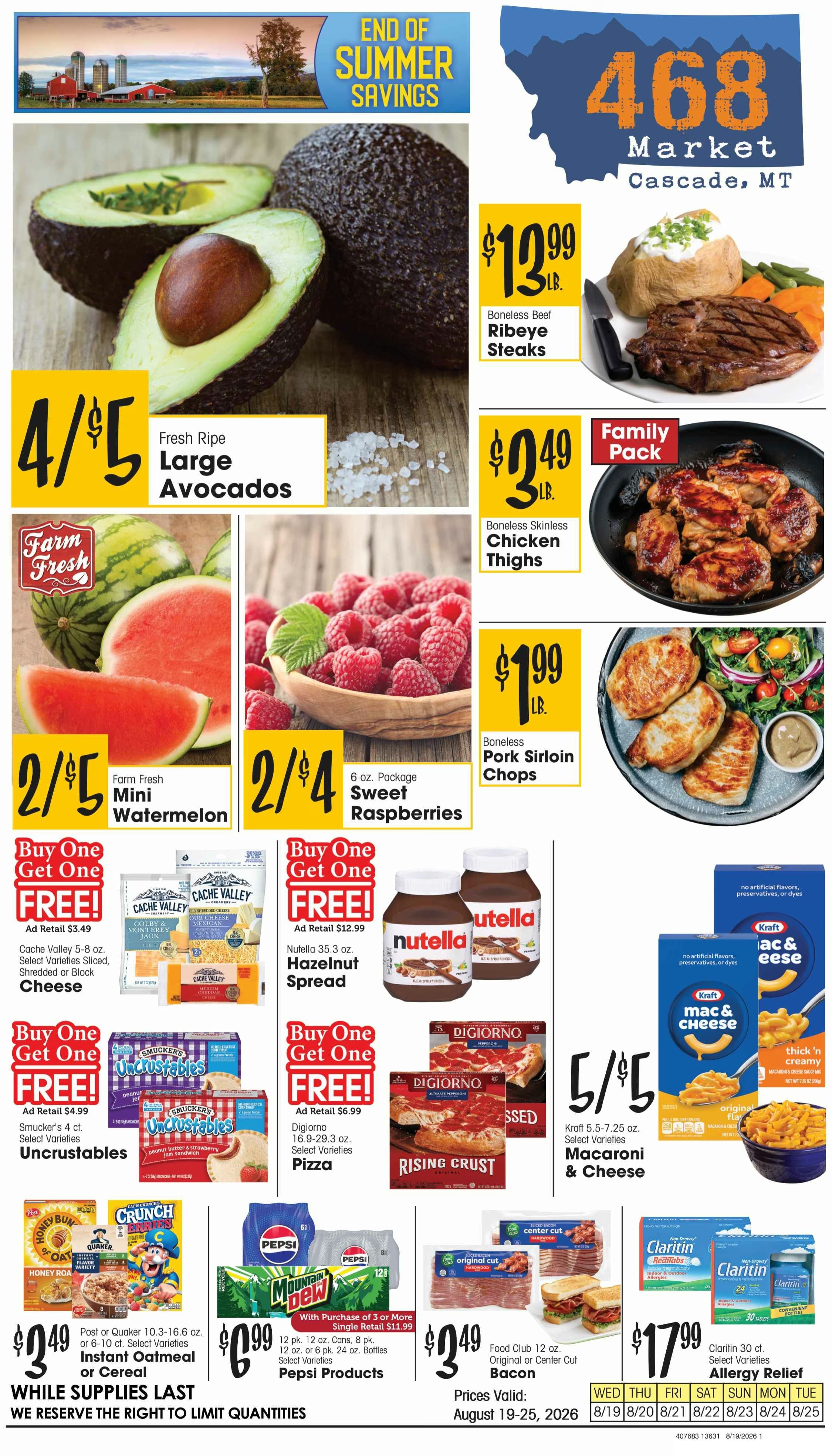 468 Market (130 1st St N, Cascade, MT) Weekly Ad August 19 - 25, 2026