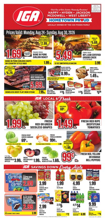 Cox Foods IGA Weekly Ad August 23 - 30, 2026