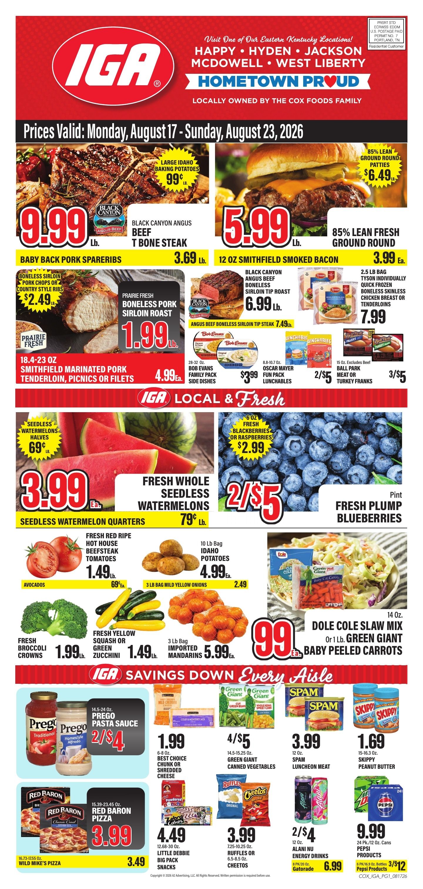 Cox Foods IGA Weekly Ad August 16 - 23, 2026