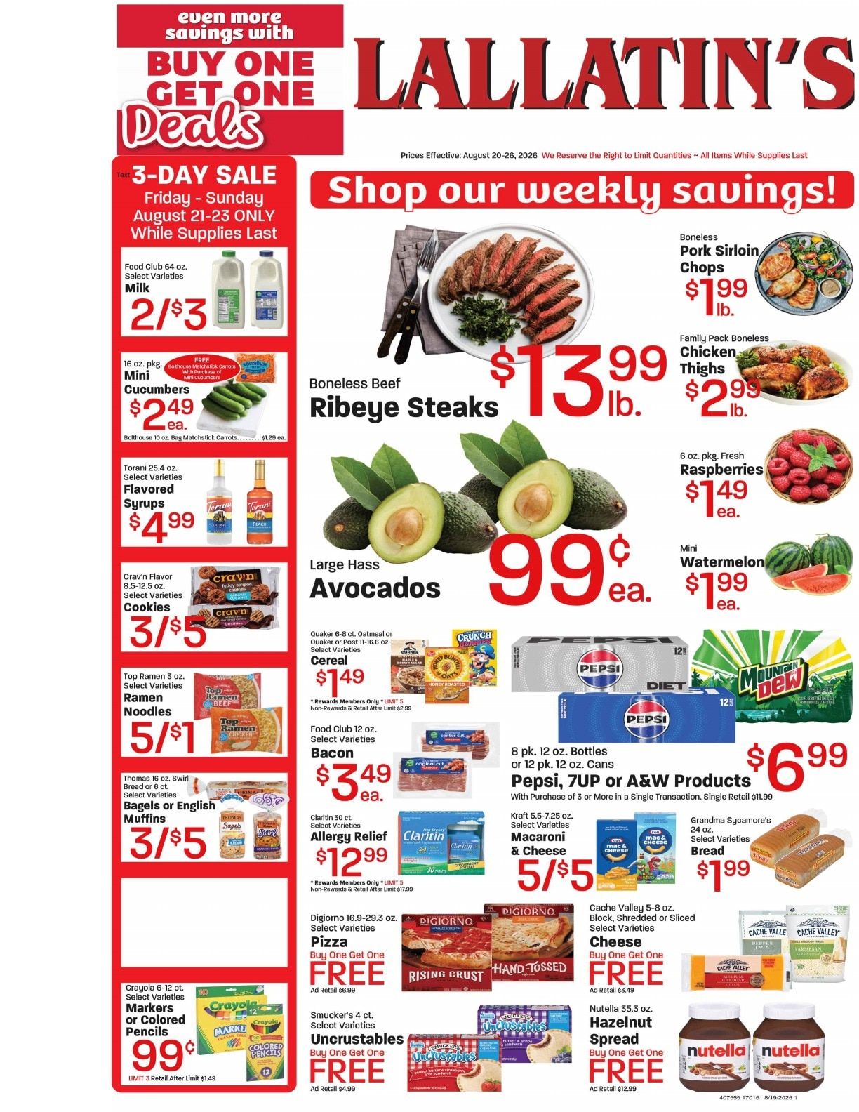 Lallatin Food Town Weekly Ad August 20 - 26, 2026