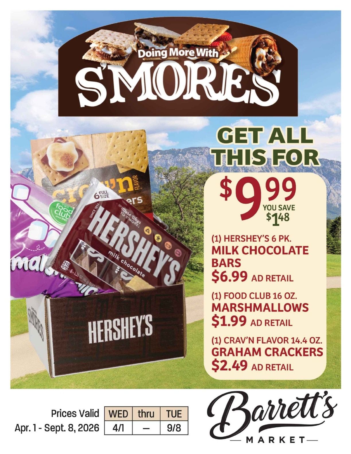 Barrett's Foodtown S'mores Savings Weekly Ad April 1 - September 8, 2026