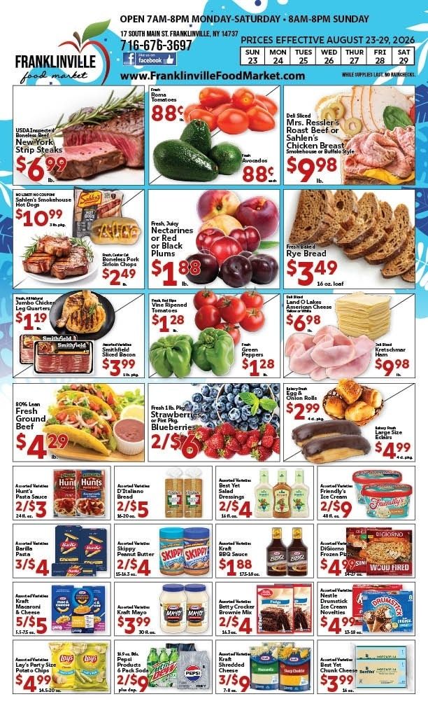 Franklinville Food Market Weekly Ad August 23 - 29, 2026