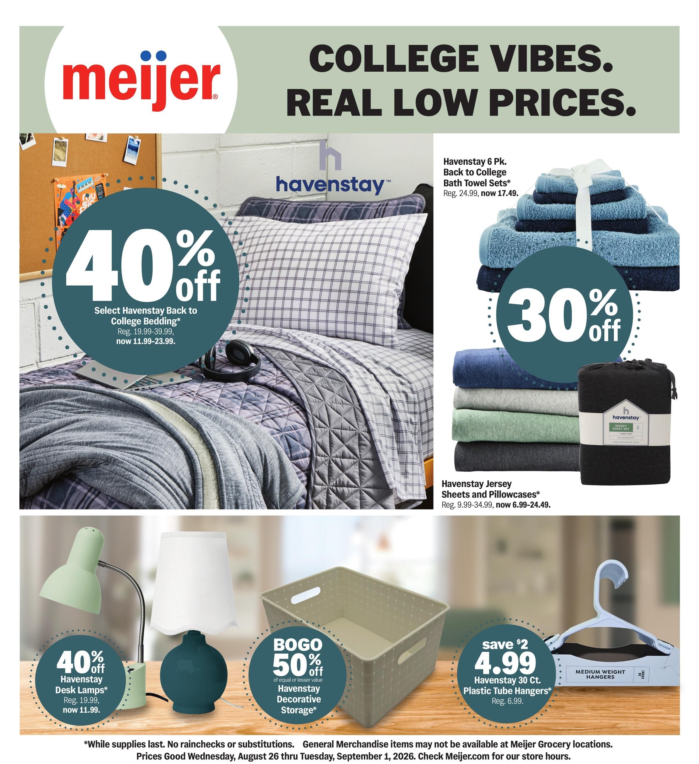 Meijer (Cedar Grove Area, IN) college vibes. real low prices. Weekly Ad August 26 - September 1, 2026