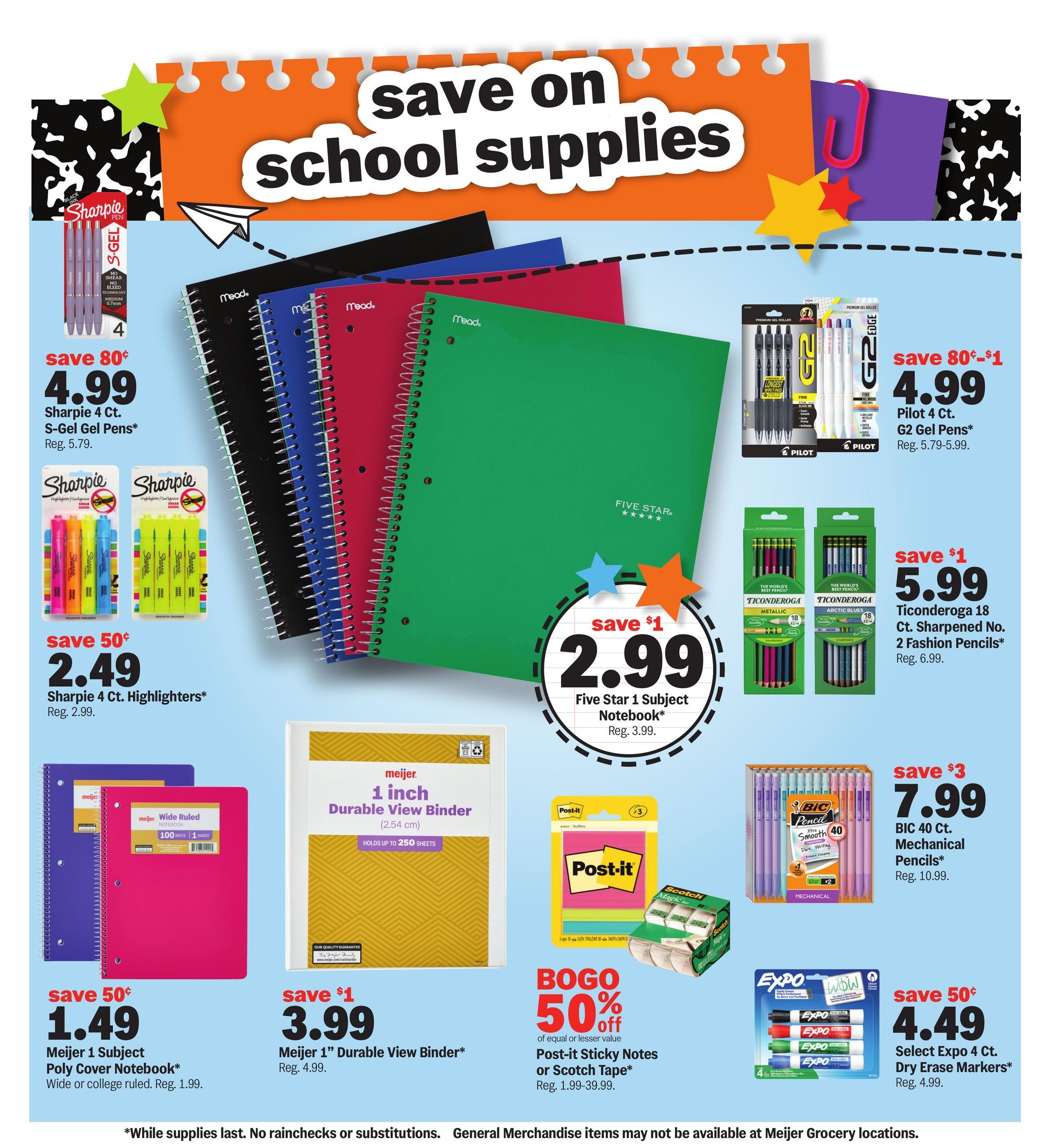 Meijer (Alsip Area, IL) school deals under $1 Weekly Ad August 26 - September 8, 2026