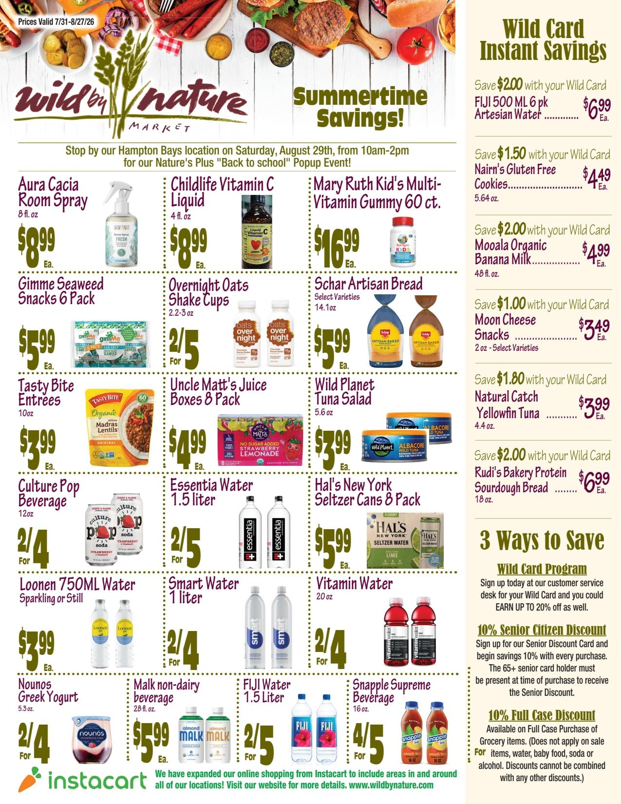 Wild by Nature Monthly Savings Weekly Ad July 31 - August 27, 2026