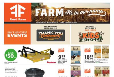 Fleet Farm (MN, ND, SD, WI) Rural Life Weekly Ad August 24 - September 20, 2026