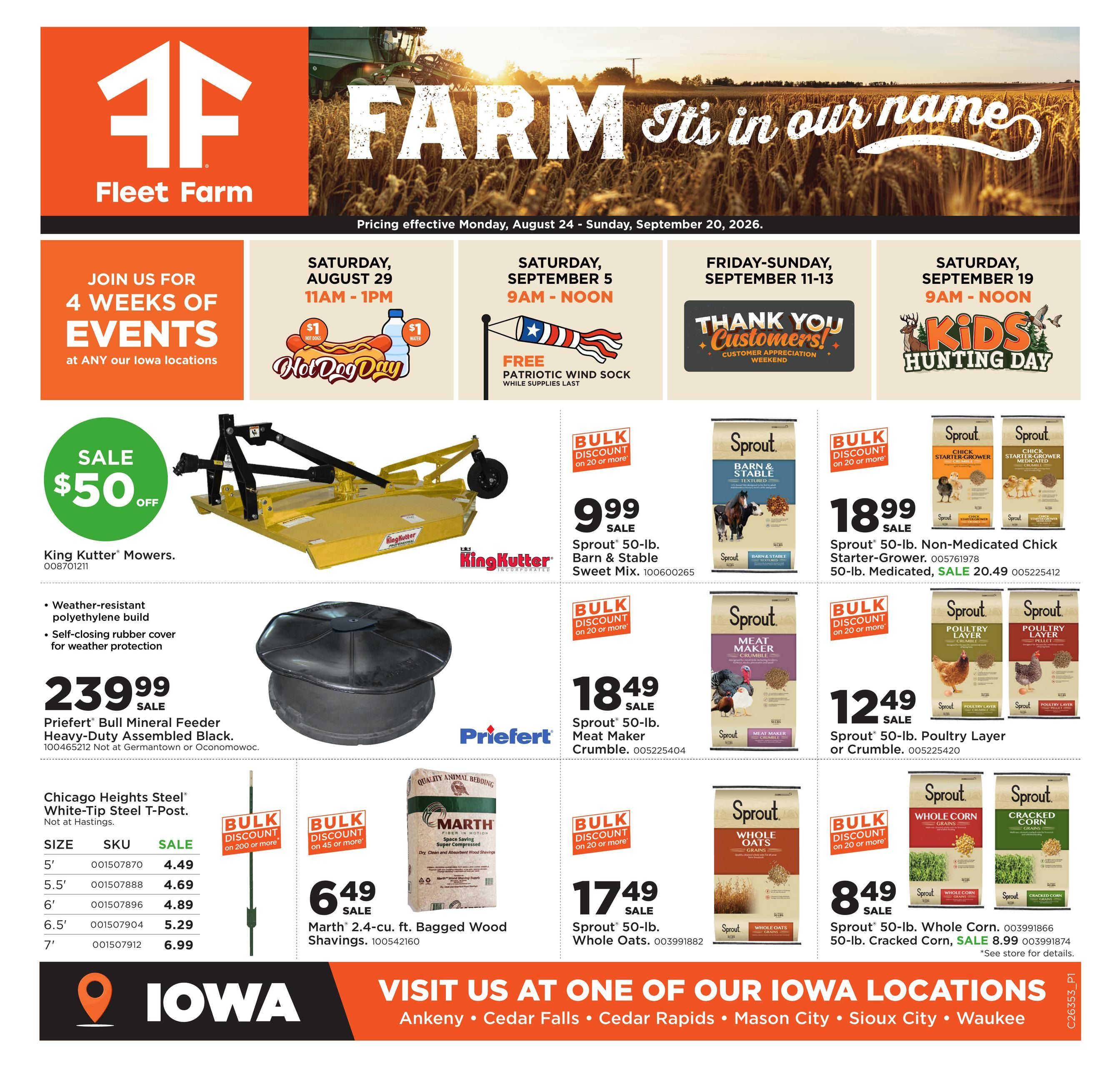 Fleet Farm (IA, NE, SD) Rural Life Weekly Ad August 24 - September 20, 2026