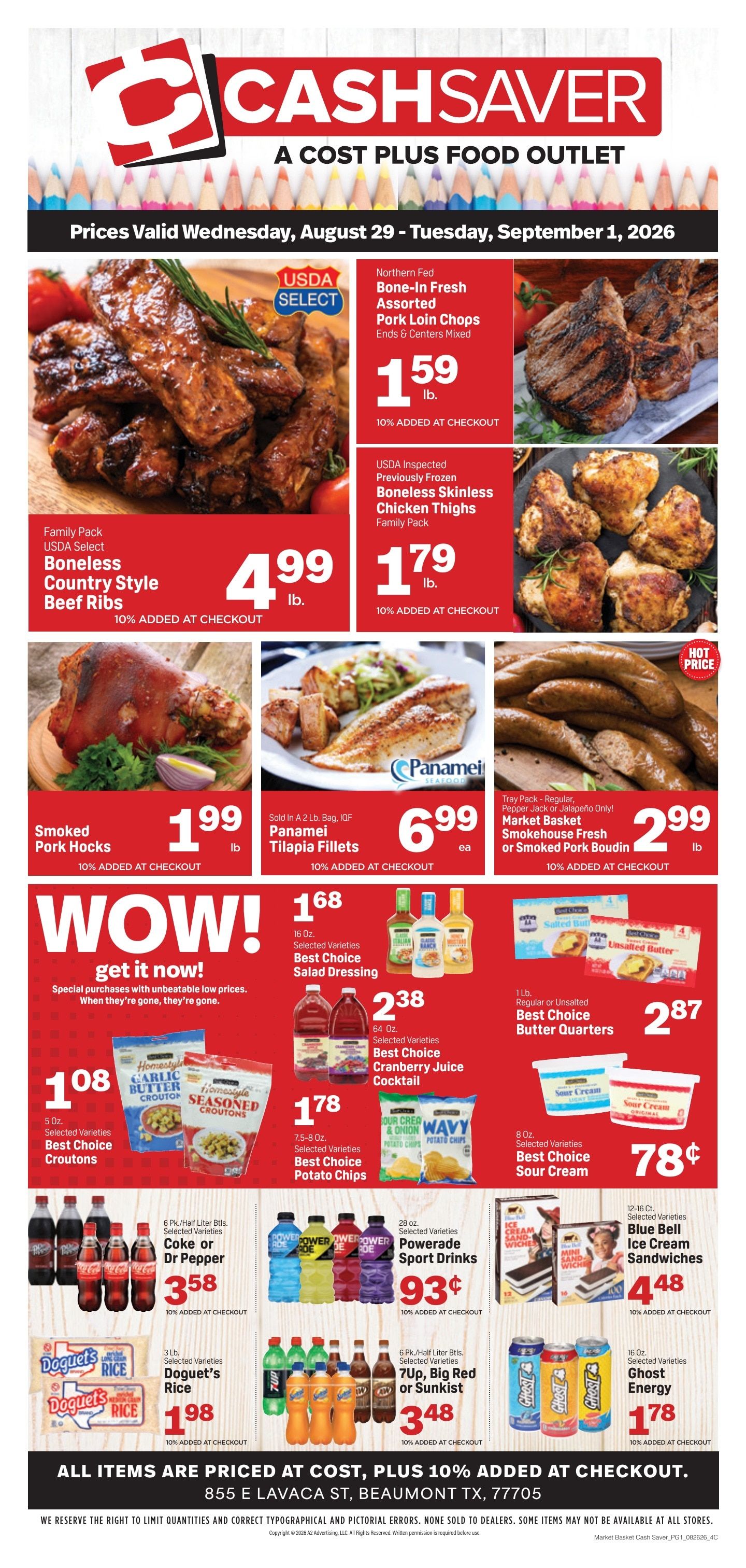 Cash Saver Beaumont Weekly Ad August 26 - September 1, 2026